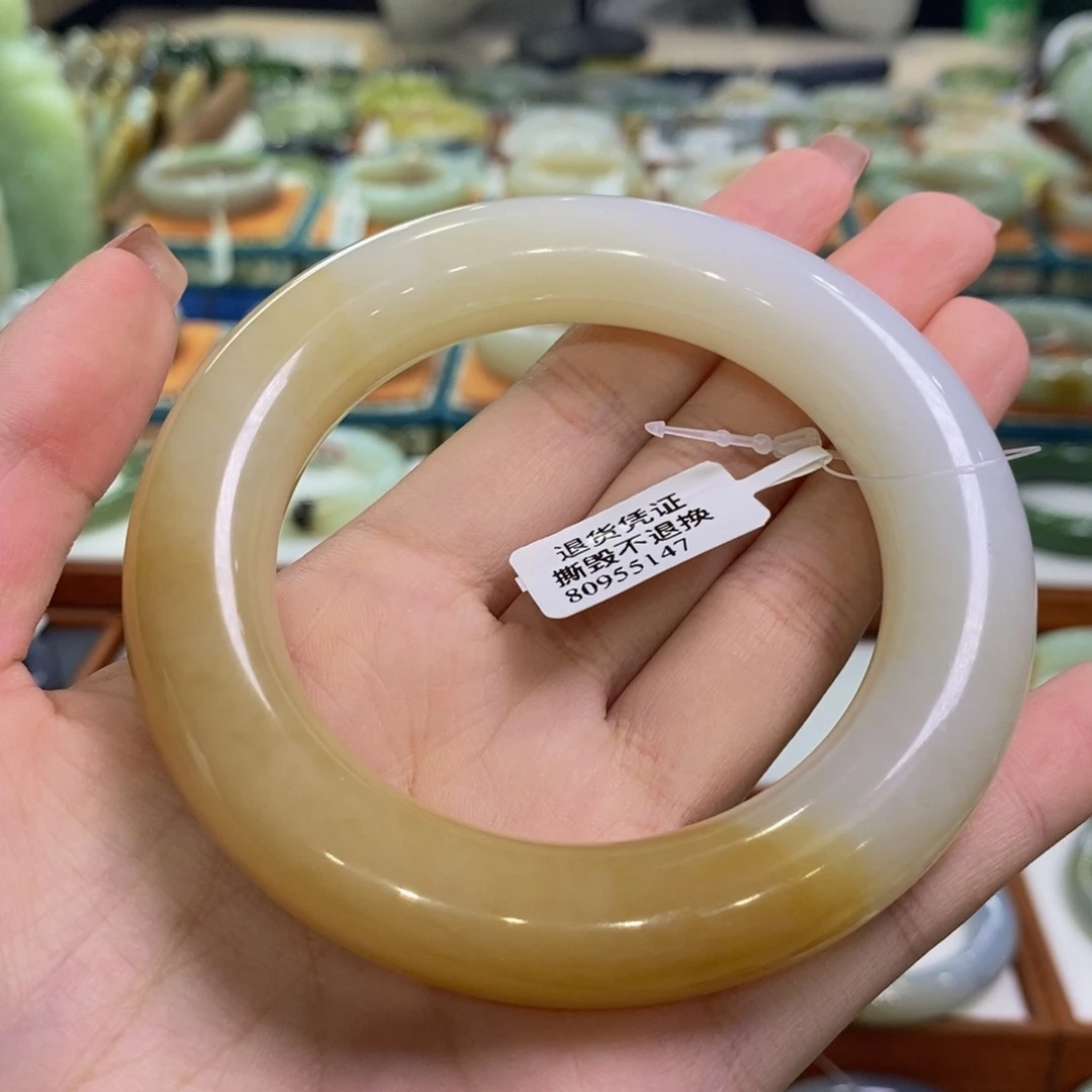 未镶嵌手镯和田玉且末糖白大胖圆60/61