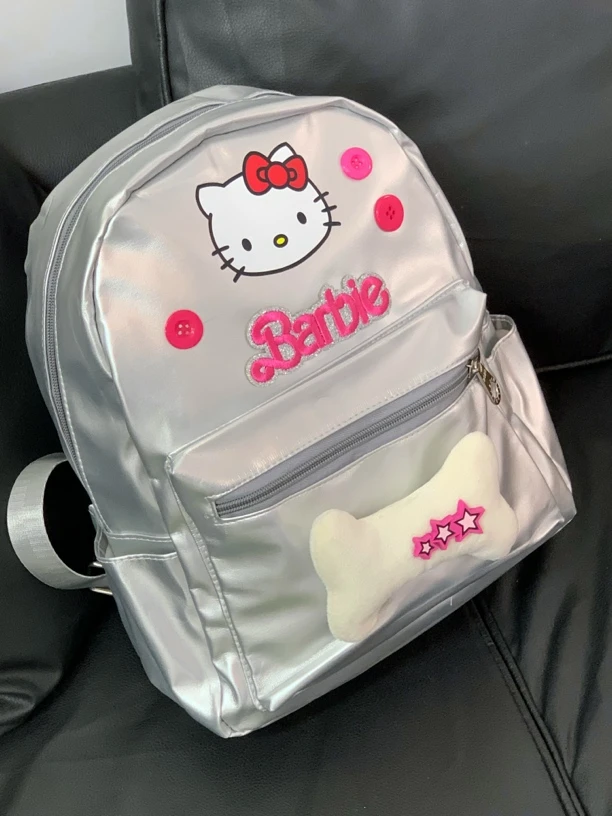 y2k甜辣妹Hellokitty粉色纽扣可爱小背包学生甜美皮质潮流休闲包