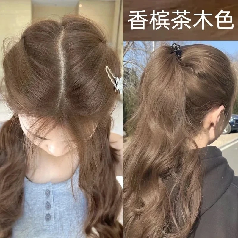 香槟茶木色染发膏免漂染发剂灰棕色自己在家染发植物冷雾天然黑巧