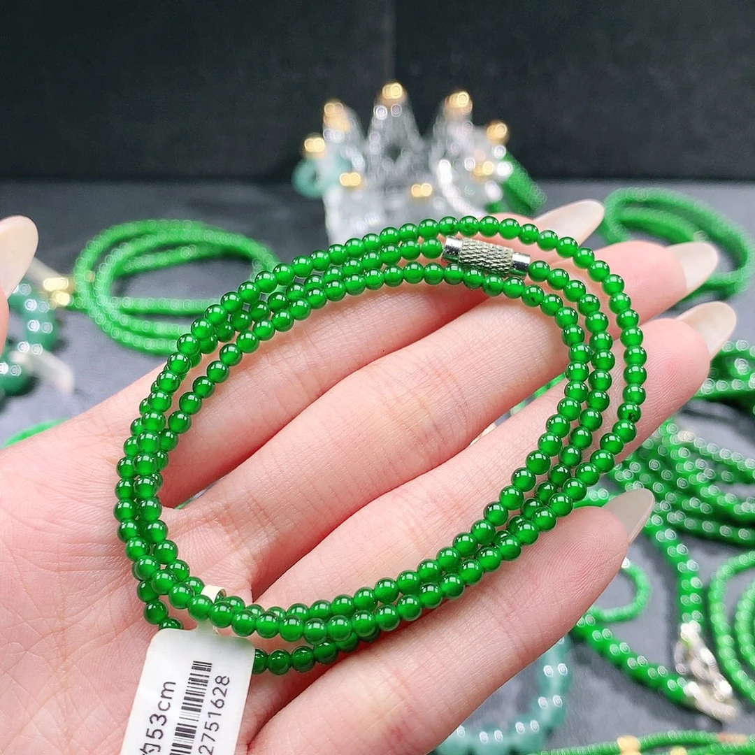 阳***光翡翠未镶嵌手串项链
