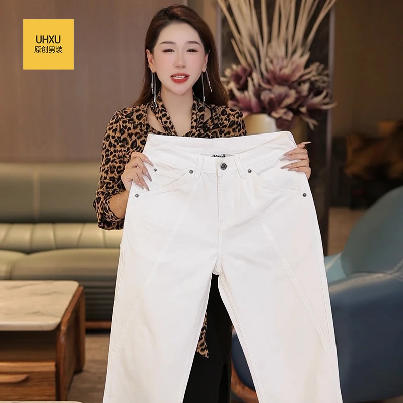 UHXU美式复古轻奢休闲裤男秋季2025新款潮牌高端百搭显瘦直筒长裤