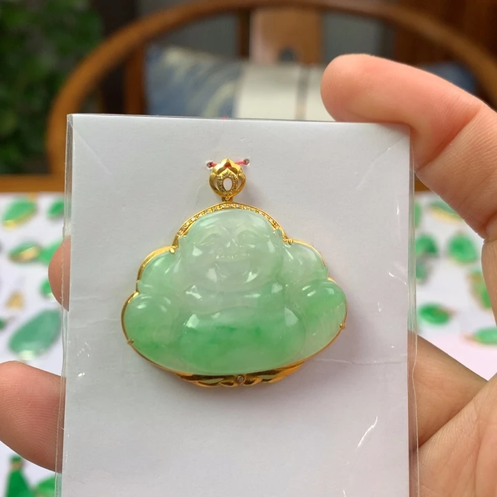 翡翠18K金镶嵌颈饰翡翠翡翠吊坠