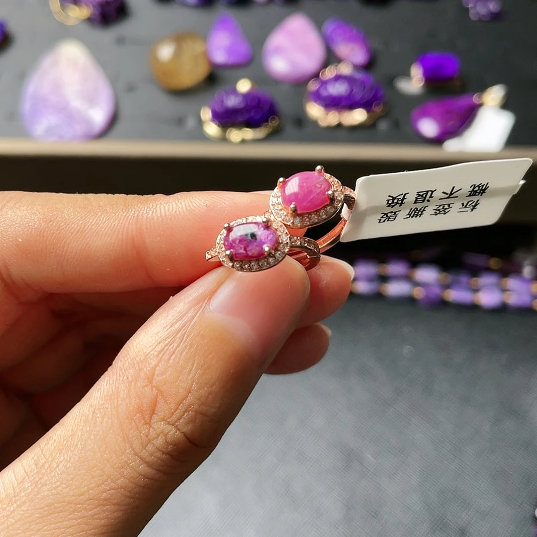 苏纪石（舒俱来）耳扣银S925镶嵌