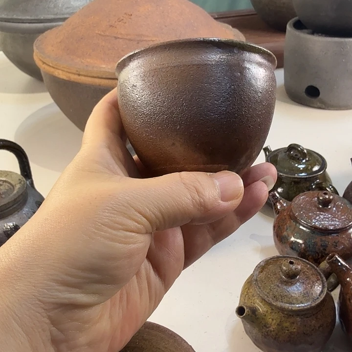 努****?柴烧杯蔚县青砂器