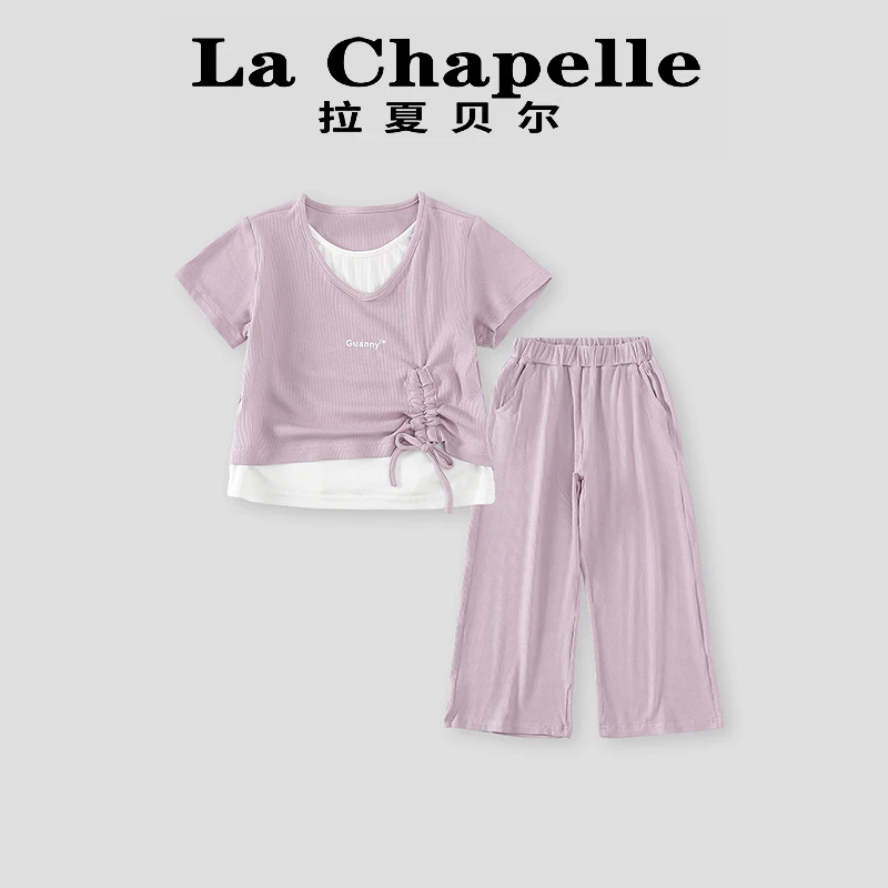 La Chapelle【拉夏贝尔】夏季时尚假两件儿童两件套套装LD276