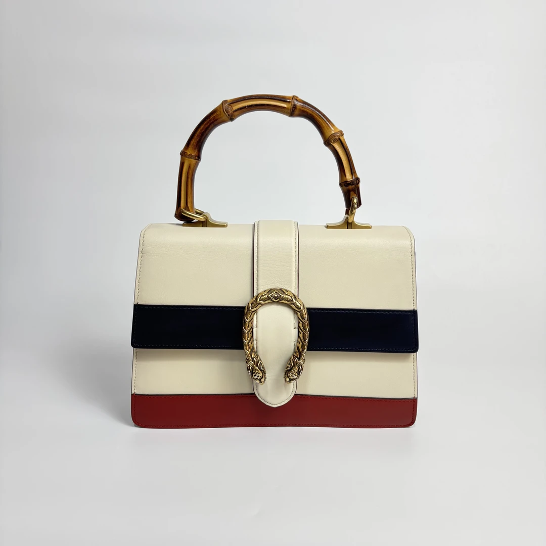 95新 GUCCI/古驰 白蓝红三拼竹节包 Anwen 4142
