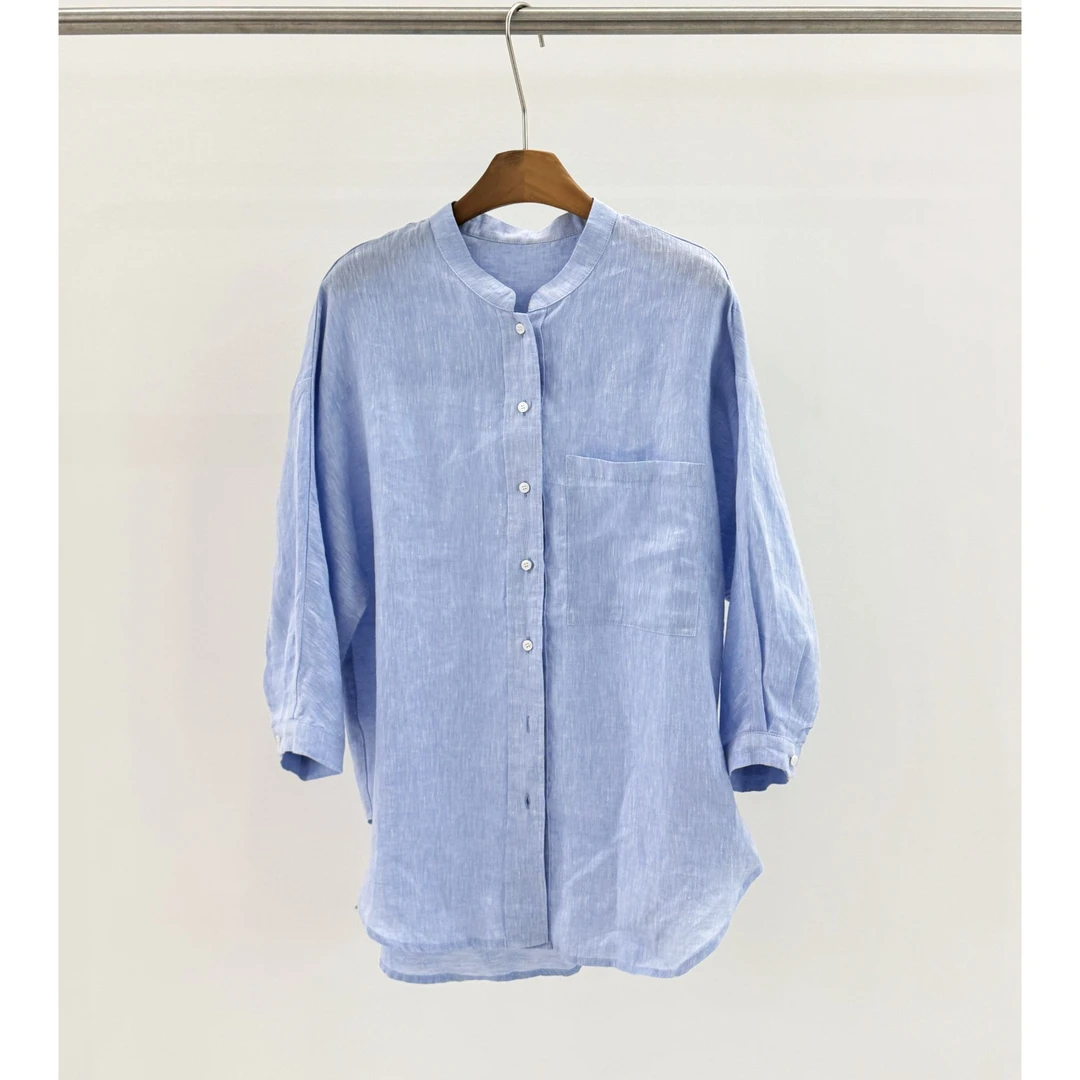 zhukele 圆领半袖麻衬衫