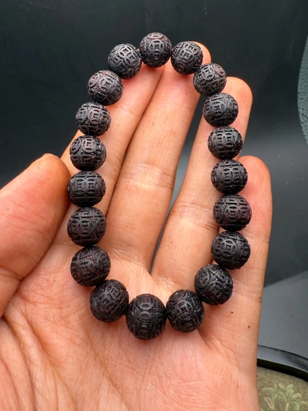 沉水 小叶降真香 1.0*19颗米米精工雕刻圆珠手串