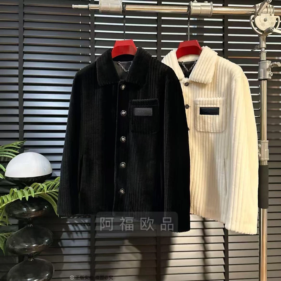 男士顶奢条纹澳绒100%羊毛外套98153秋冬