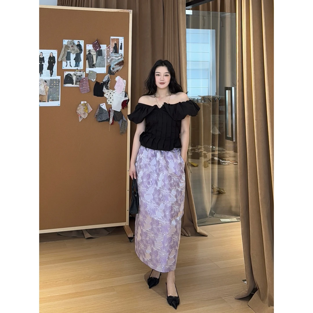 YJR染茶紫境 法式气质显瘦时尚百搭休闲套装YJR1047