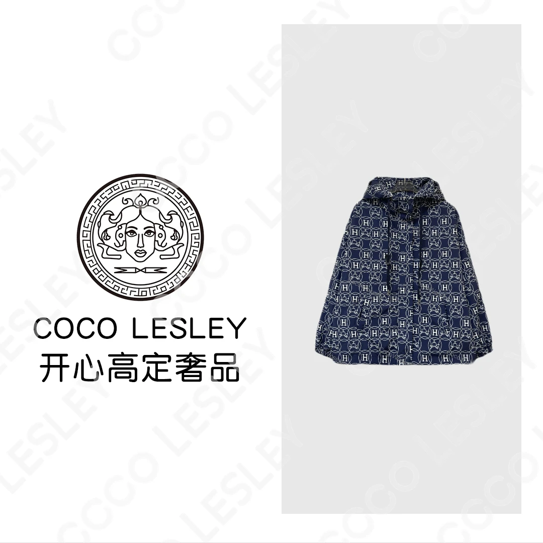 【COCO LESLEY】蓝色H宽松连帽冲锋衣外套
