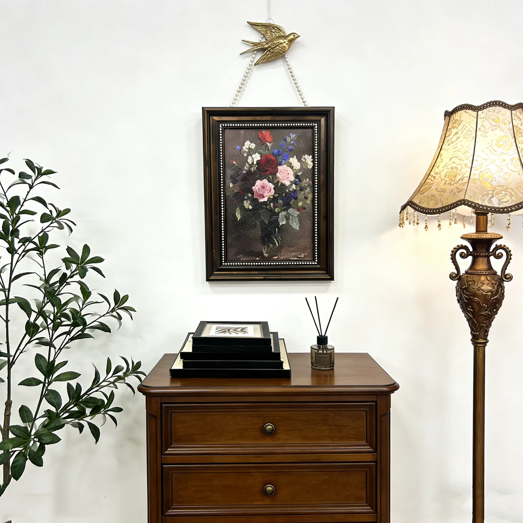 美式复古花卉客厅沙发背景墙装饰画餐厅壁画134