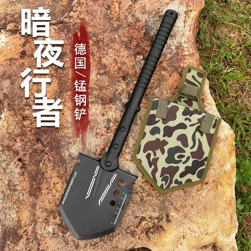 新疆包邮德国便携式工兵铲折叠锰钢钓鱼铁锹户外多功能军