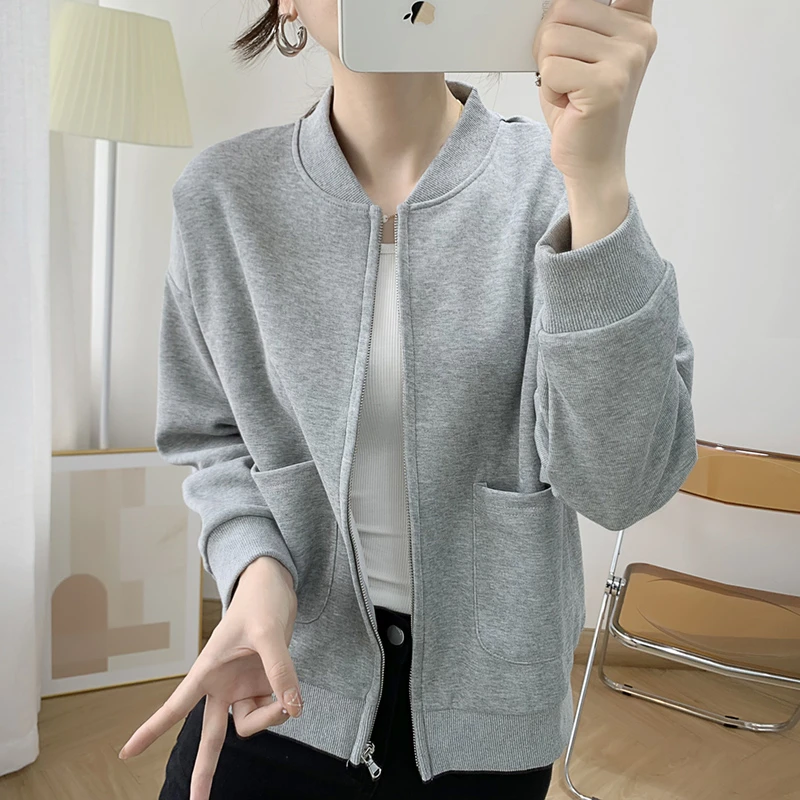 高含棉百搭拉链卫衣开衫短款外套春秋季宽松休闲时尚夹克棒球服