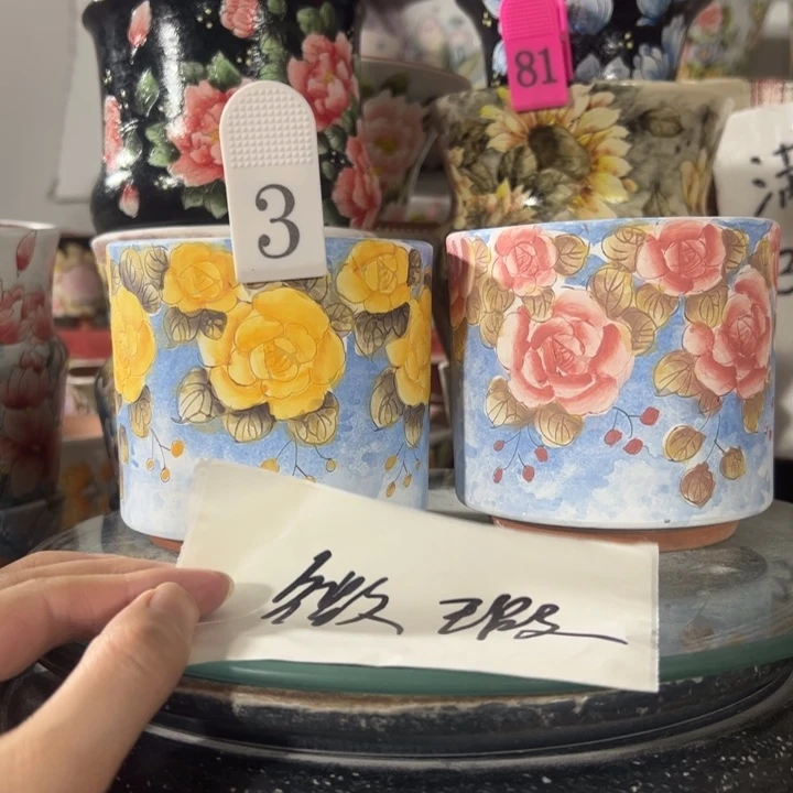 景德镇手绘花盆满38包邮偏远地区除外