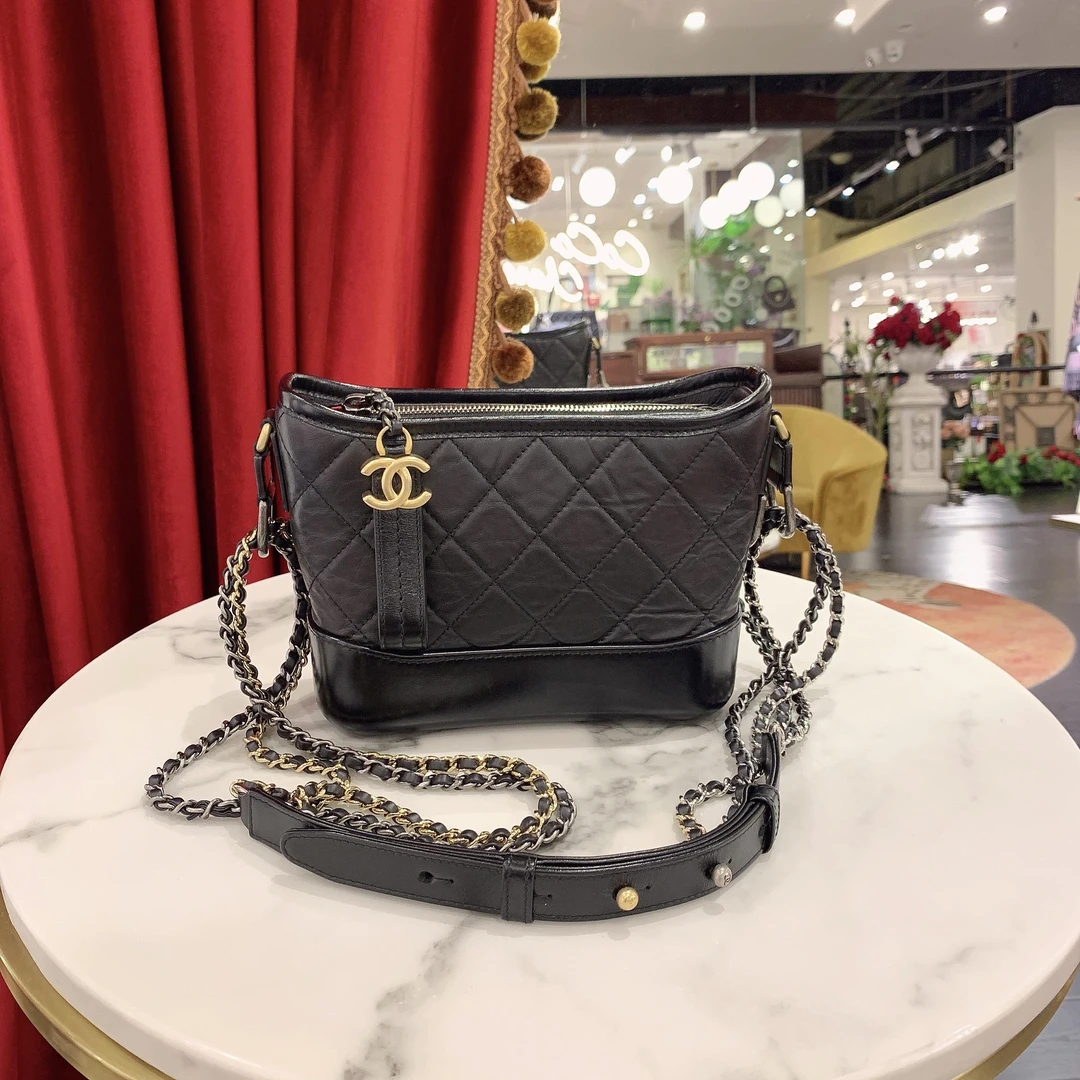 95新 Chanel/香奈儿 GGS流浪小号黑油蜡单肩包芯片款22年51265482