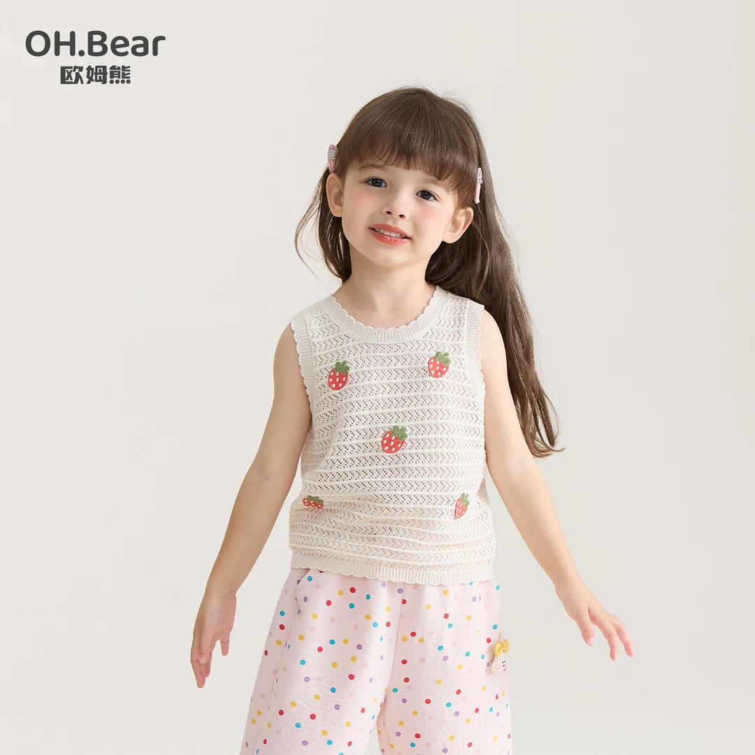 女童吊带背心夏季2025新款透气洋气女宝宝t恤儿童装外穿无袖上衣T