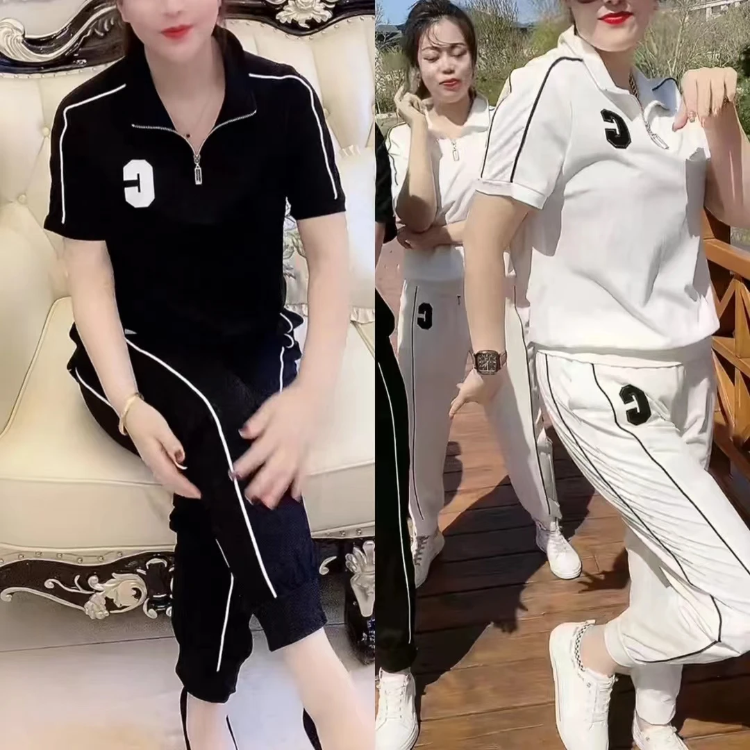 韩版春夏情侣休闲运动套装潮流减龄休闲夏装长裤