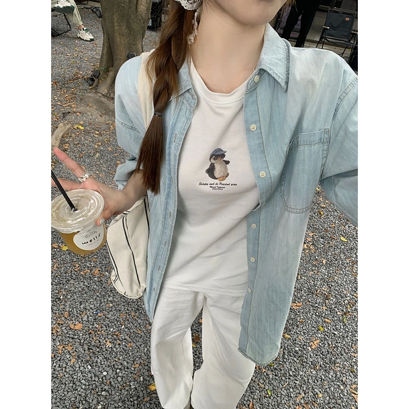 【夏季收官】乌77趣味小企鹅印花圆领T恤女卡通设计百搭短袖上衣