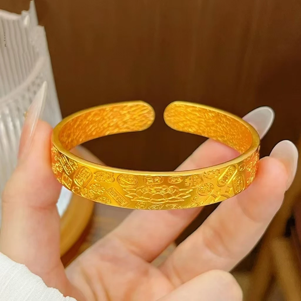 铜合金手镯 [新款10mm吉言开口手镯]轻奢百搭可调节
