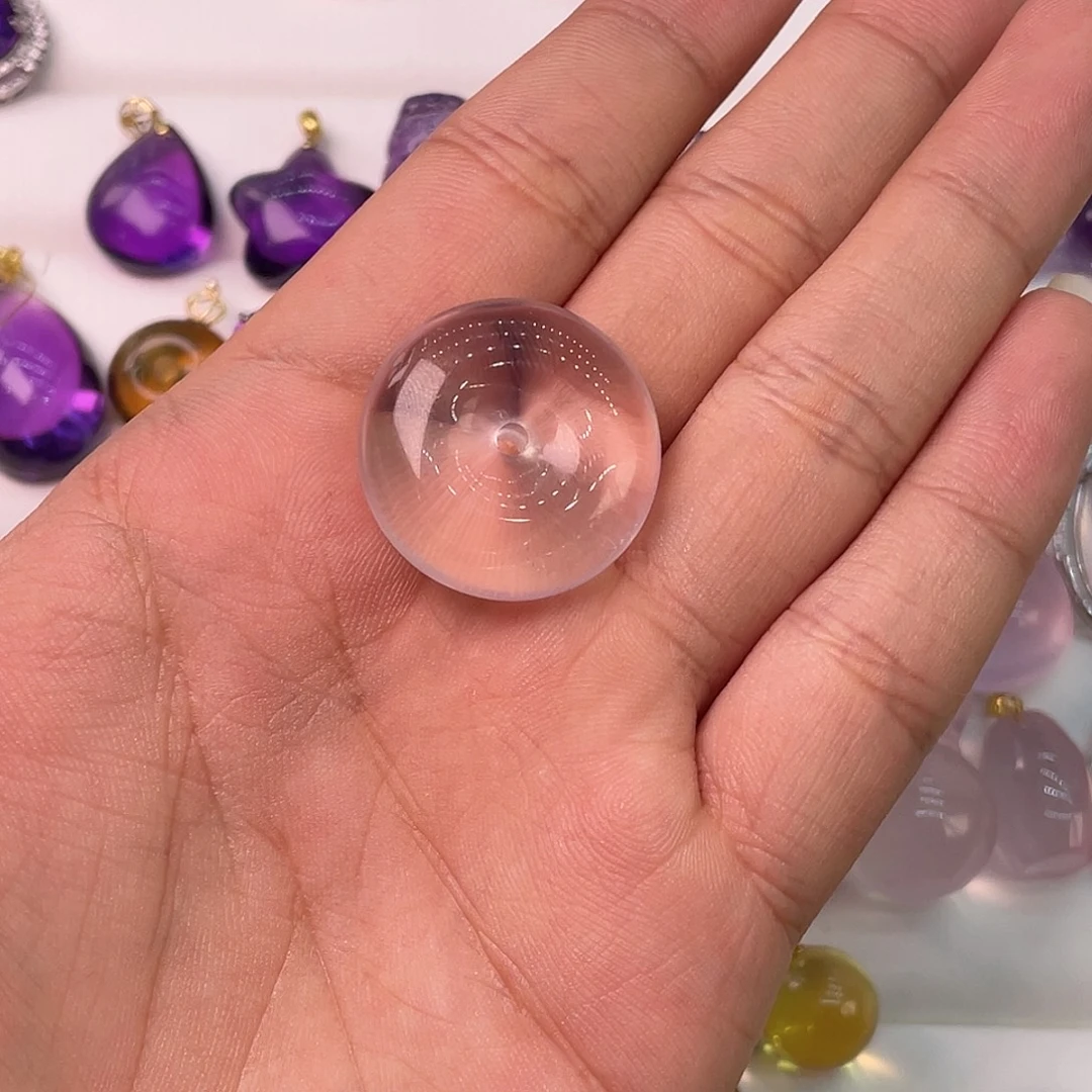 水晶未镶嵌颈饰粉水晶吊坠