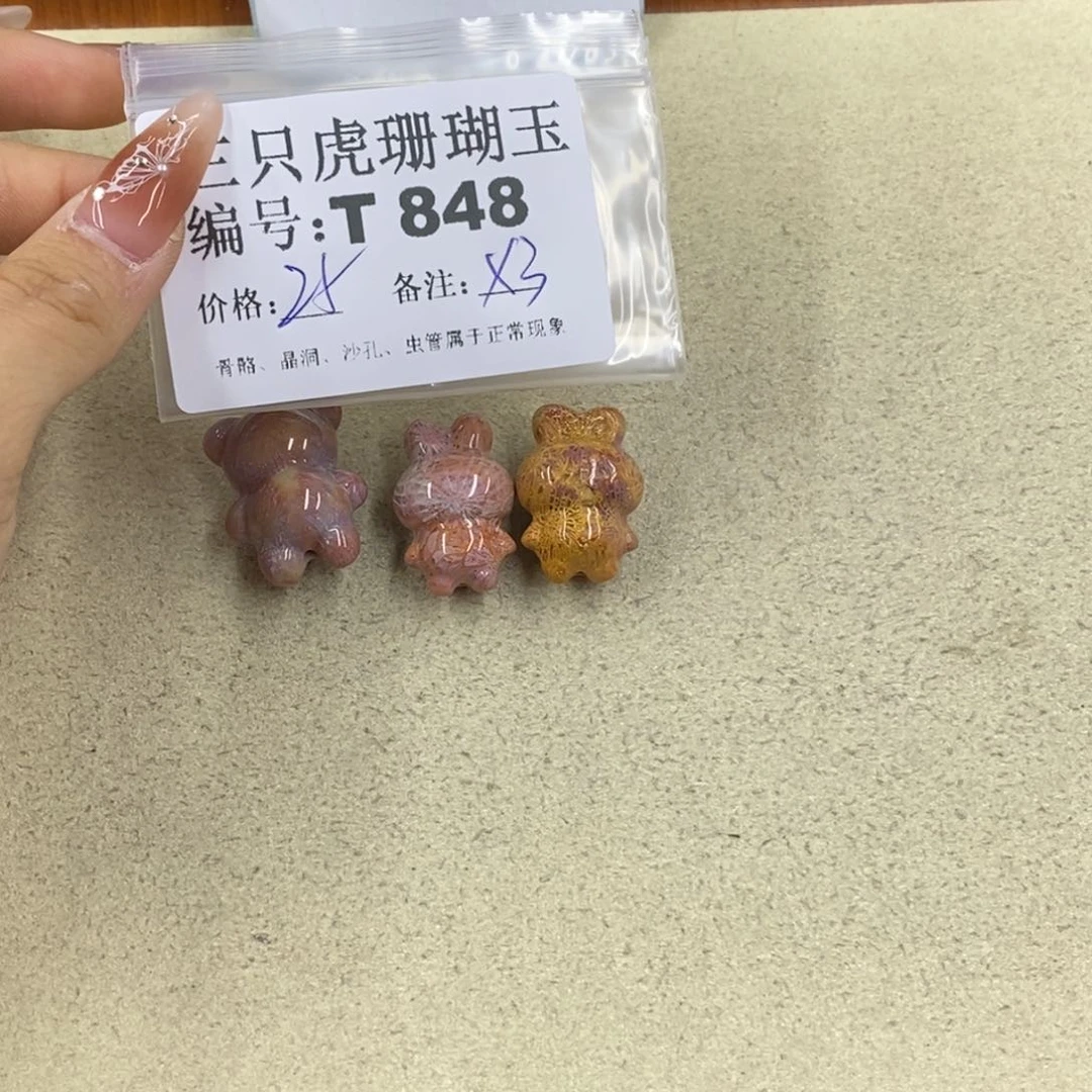 硅化珊瑚（珊瑚玉）1足银镀金镶嵌L**y