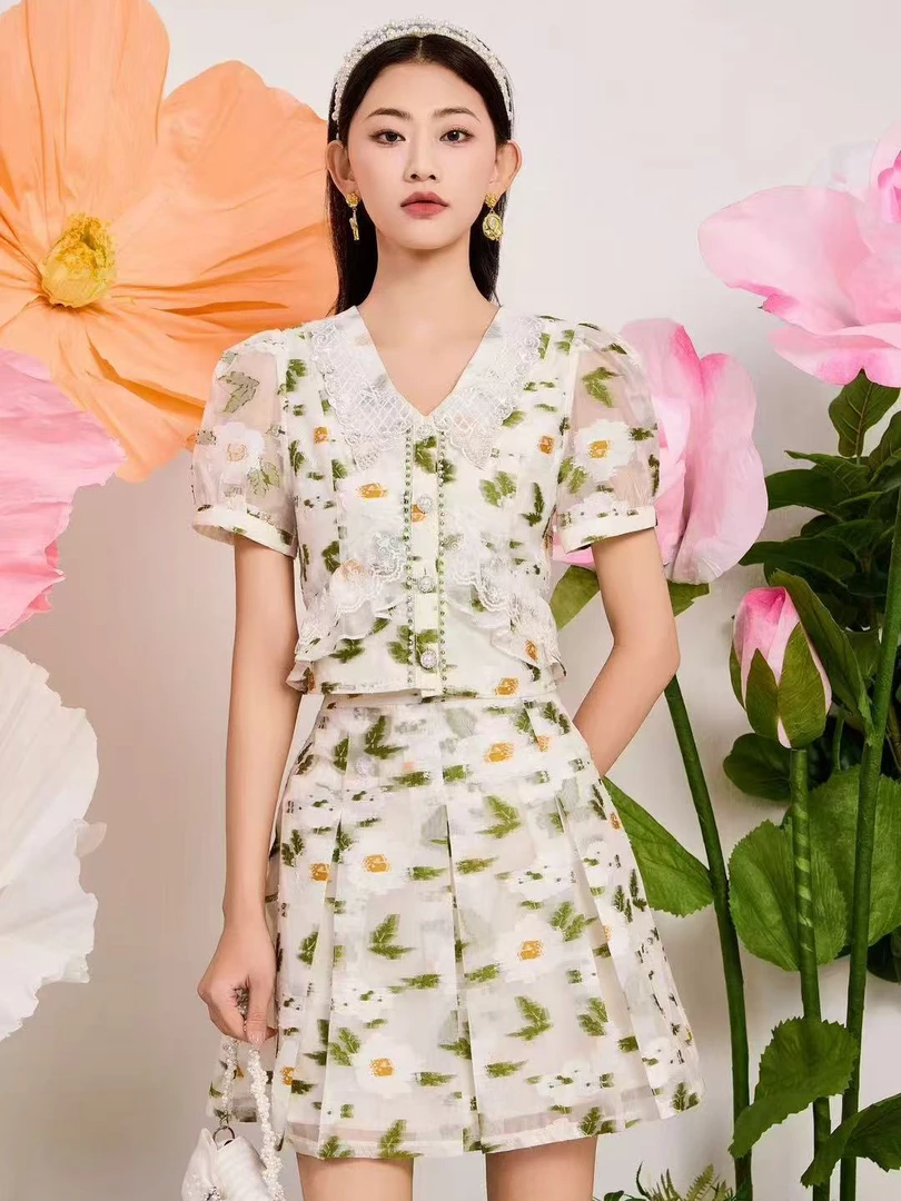 高级重工亮片订珠新款法式夏季夏装特价时尚套裙套装显瘦气质裙子