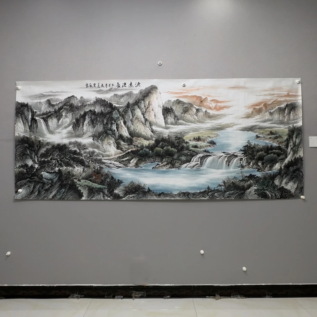 国画横幅八尺精品山水贾敏