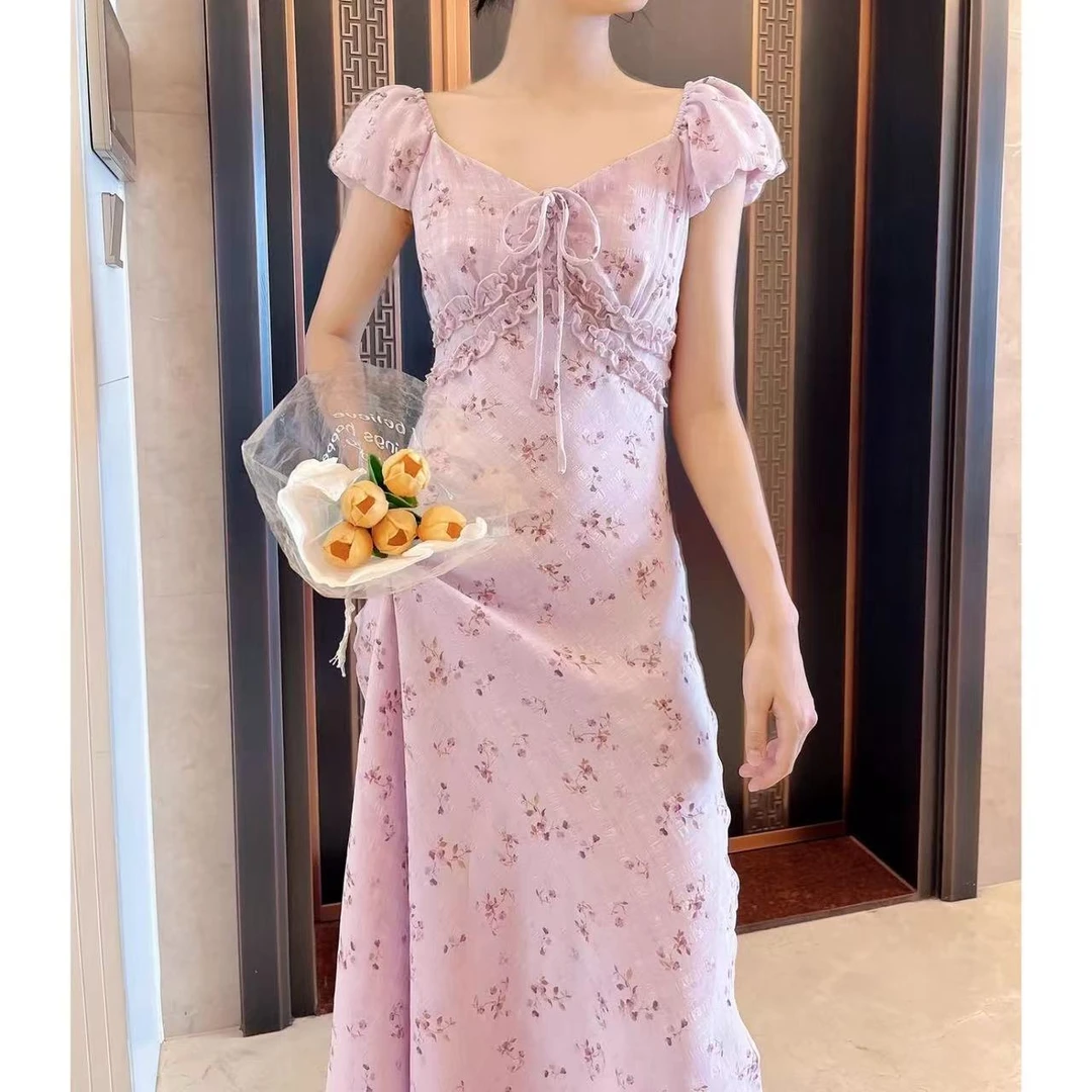 安姐推荐101-200温柔风碎花收腰连衣裙