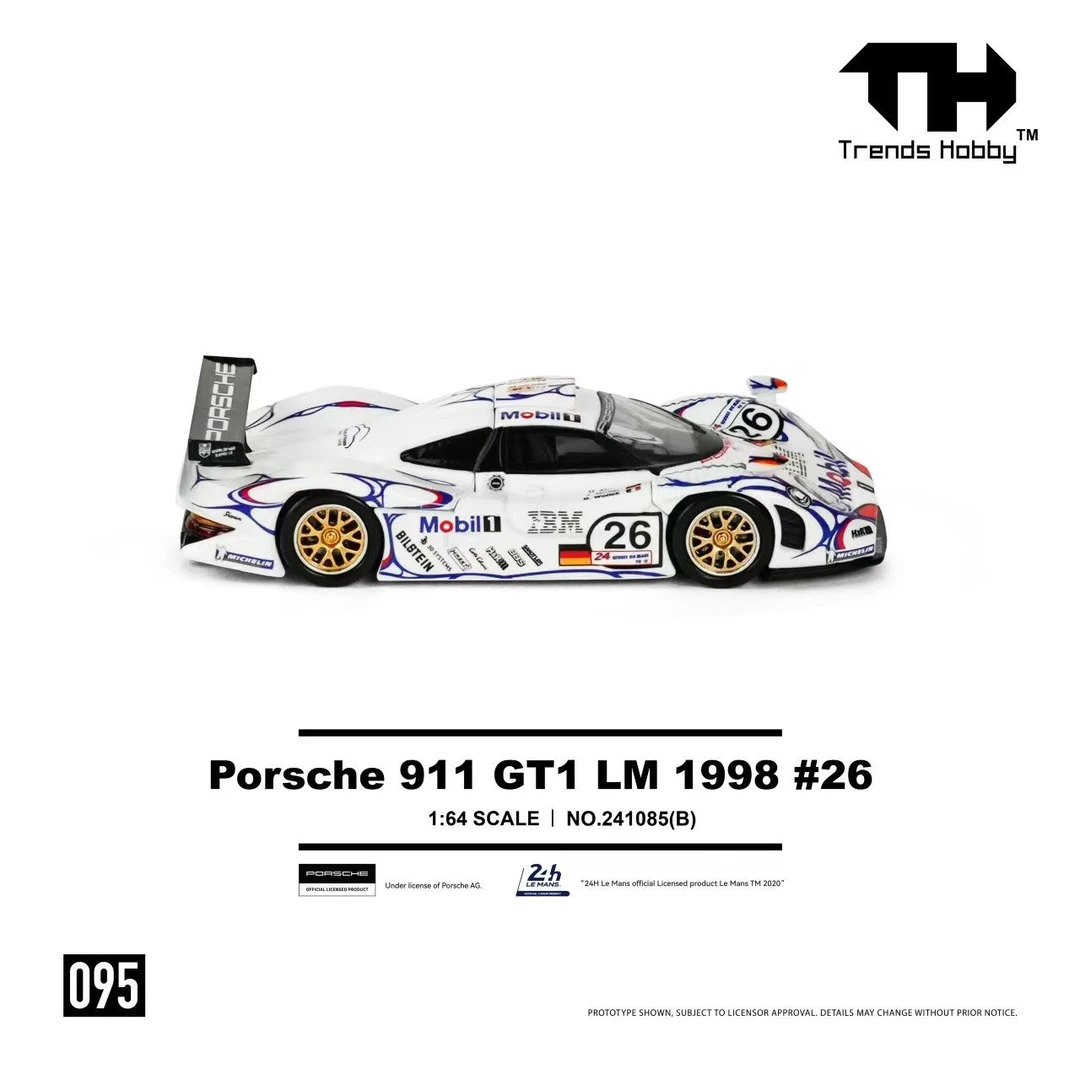 （预售）Trends Hobby TH 1:64 保时捷 911 GT1 LM 1998 合金车模