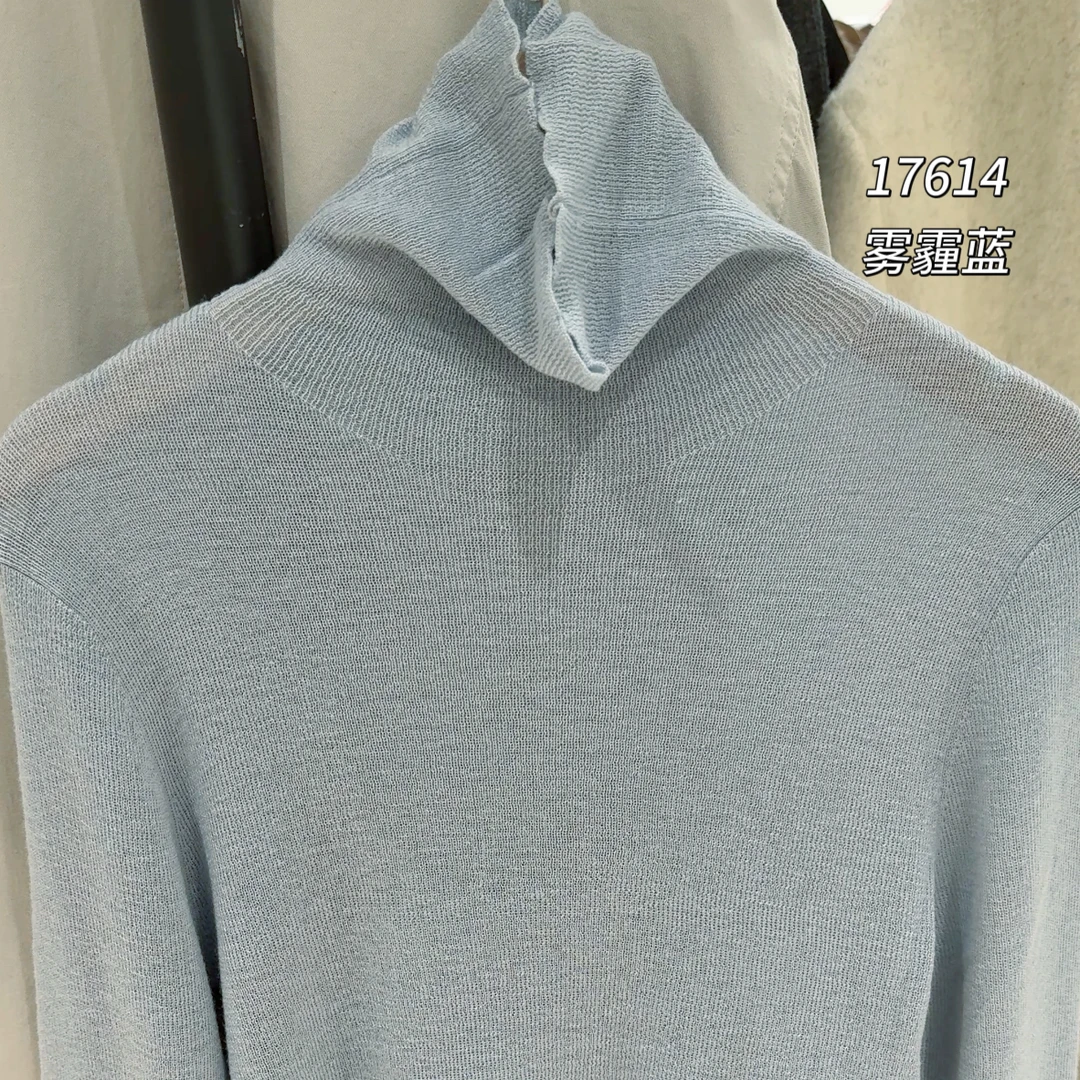 17614 微透！WANGDAN（部无水洗唛介意慎拍)净版堆堆领打底针织衫