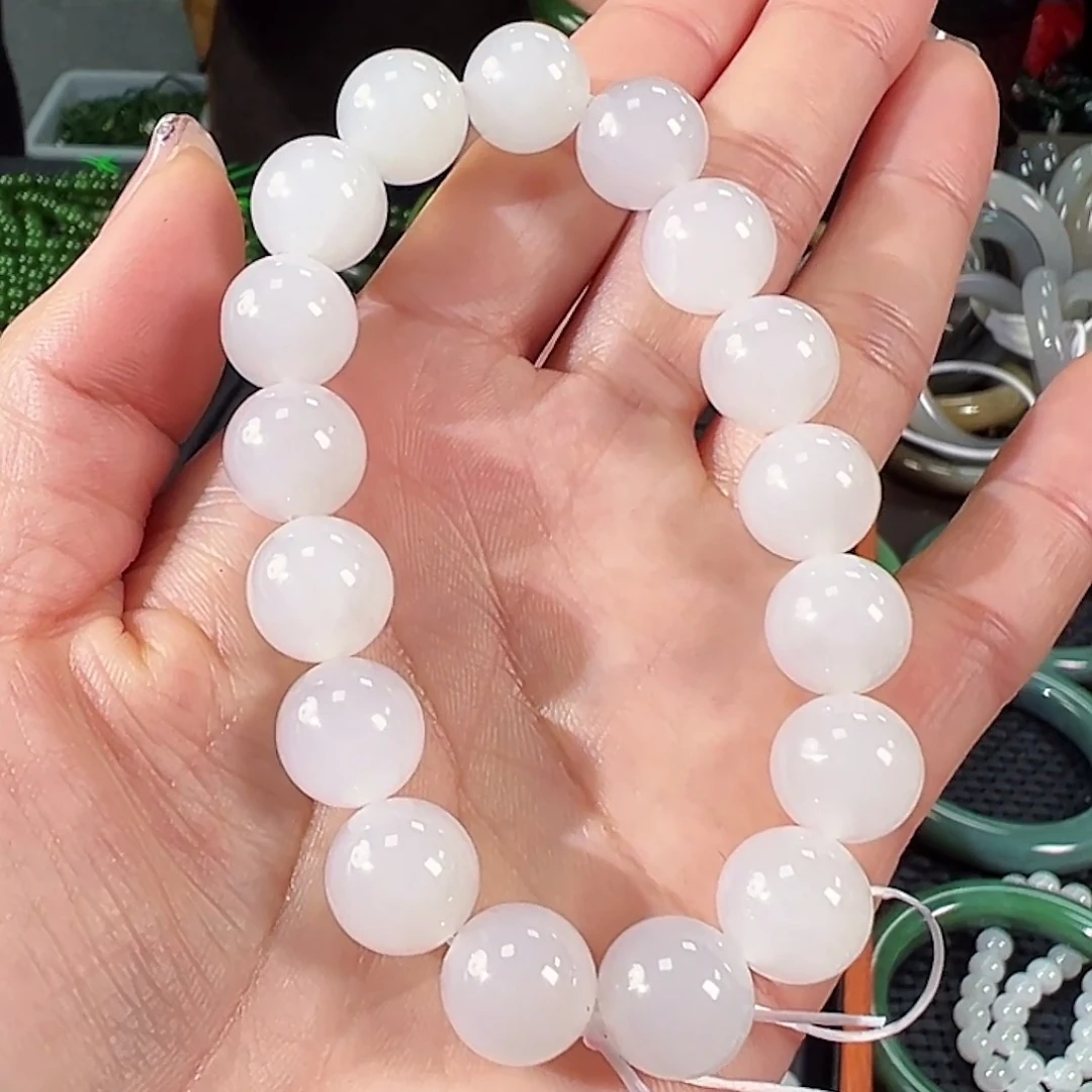 和田玉未镶嵌手链卡12白