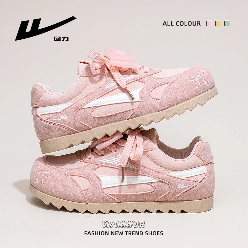 回力蝴蝶结樱花粉板鞋女2025夏季新款百搭高颜值小白鞋学生德训鞋