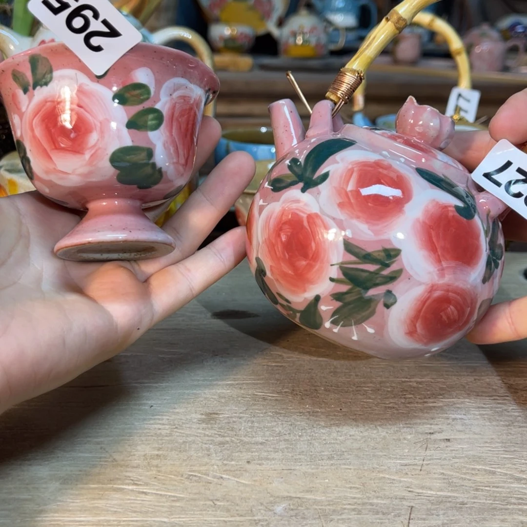 壶素浅陶瓷手工手绘