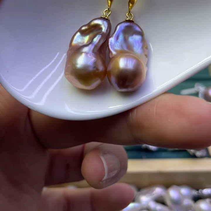 淡水珍珠耳饰银S925镶嵌