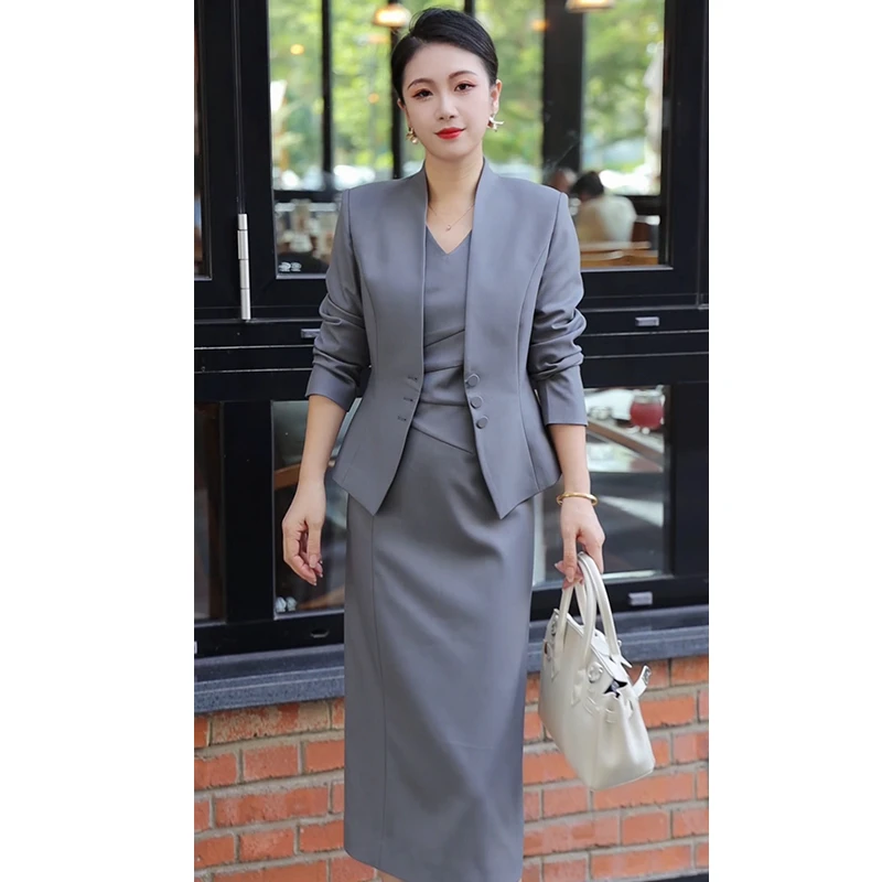 小西装休闲长袖职业装西装裙职业女裙套装时尚女神范
