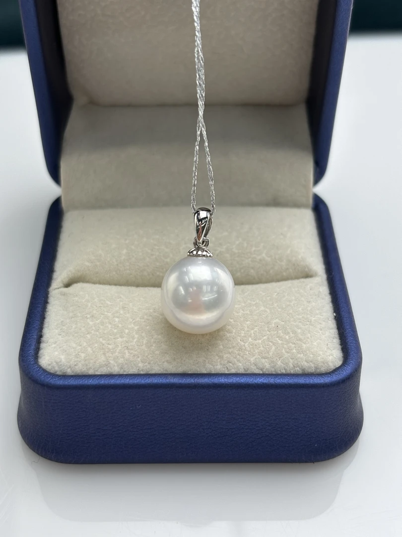 海水珍珠澳白S925银瓜子扣11-12mm吊坠简约百搭时尚