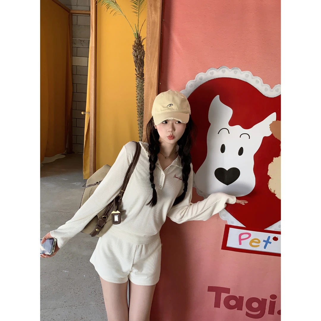 切糕自制【生椰牛乳】小个子秋季流光风女纯欲慵懒运动套装两件套