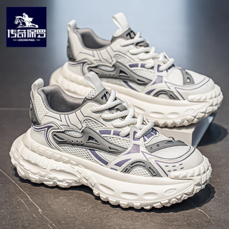 传奇保罗正版男鞋冬季网面跑步运动鞋青少年潮牌轮胎底老爹鞋秋季