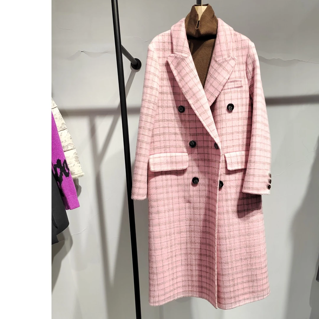 2024冬季格纹长款大衣