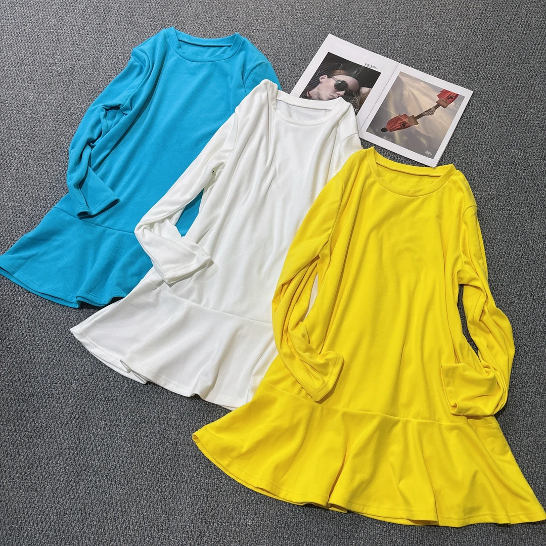 B276秋冬定制款有兜弹力磨毛德绒荷叶边显瘦打底裙