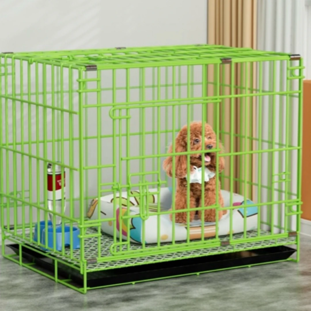 乐佳狗笼加粗纳米不锈烤漆带天窗狗笼子宠物折叠中小型犬