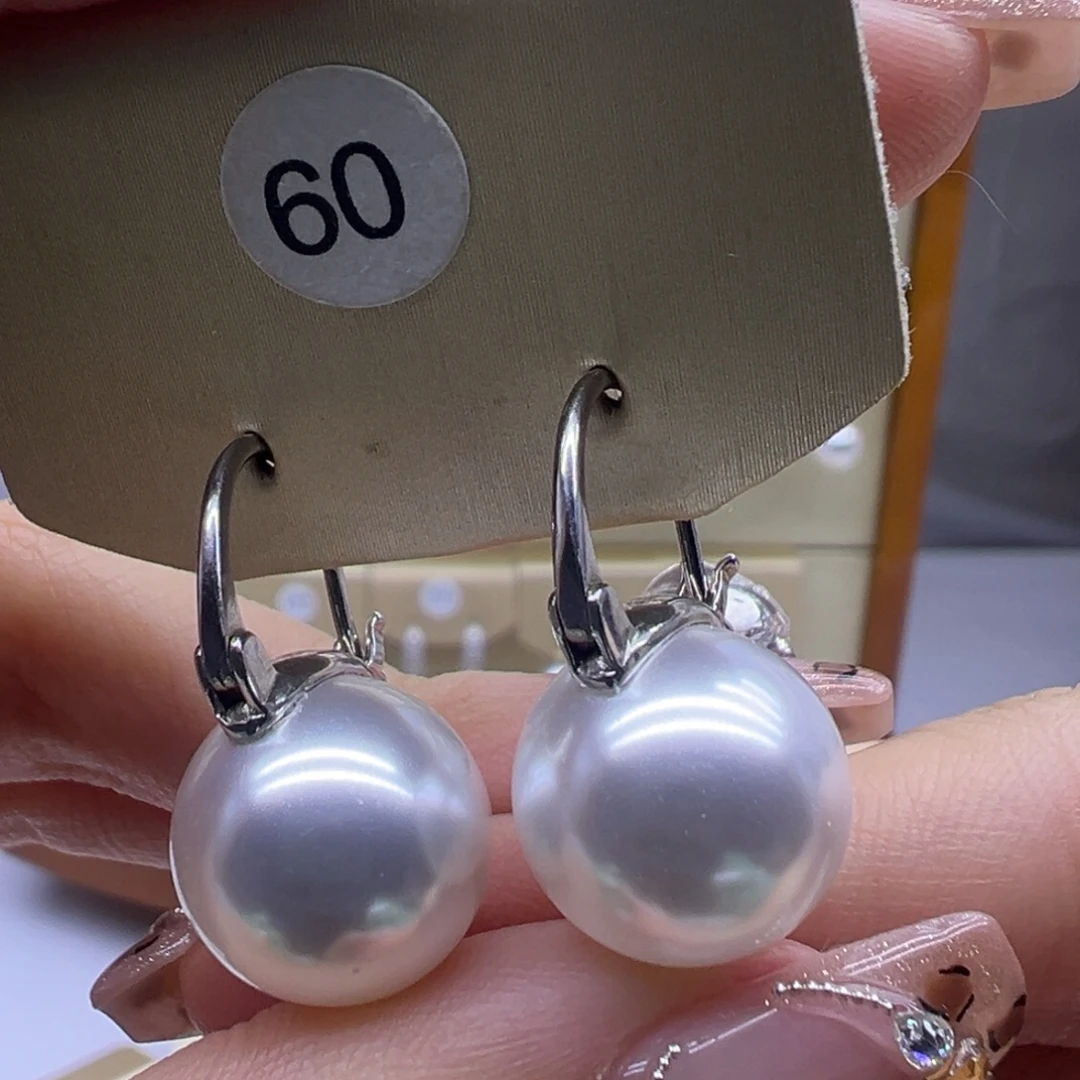 淡水珍珠银S925镶嵌耳饰
