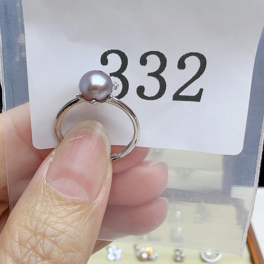 银S925镶嵌戒指淡水珍珠332