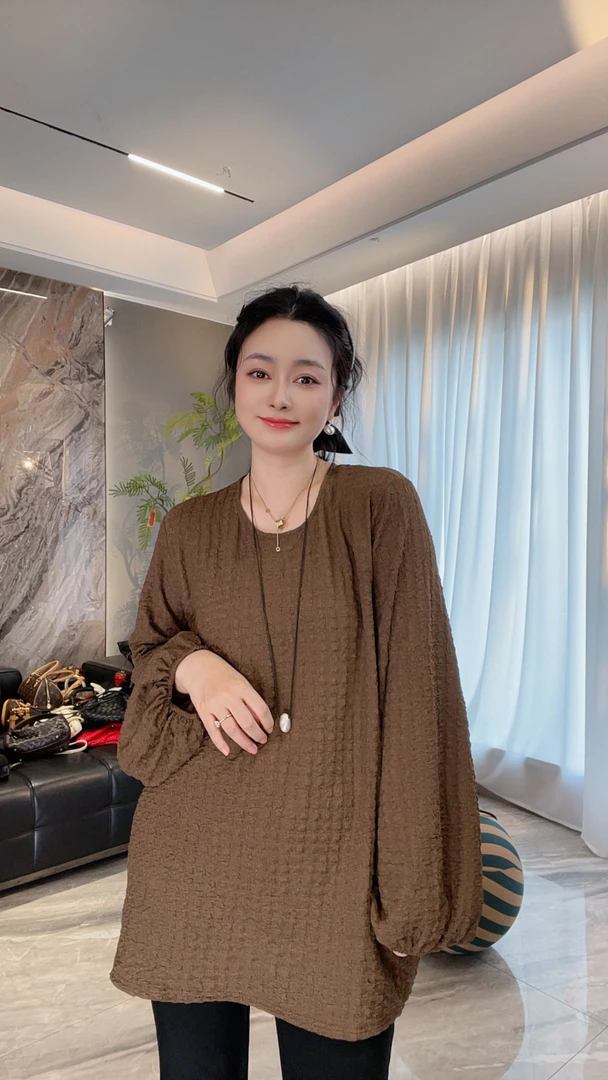 【双节福利】秋冬新款宽松韩版圆领长袖蕾丝百搭慵懒时髦洋气上衣