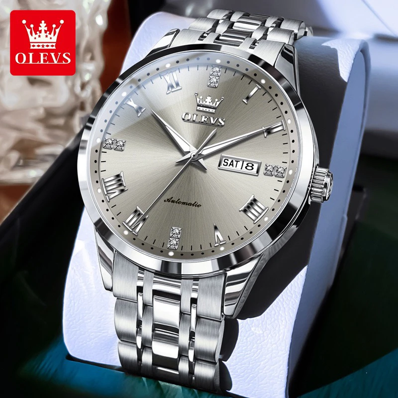 瑞士欧利时手表男士机械表全自动高档商务简约双日历防水腕表男款