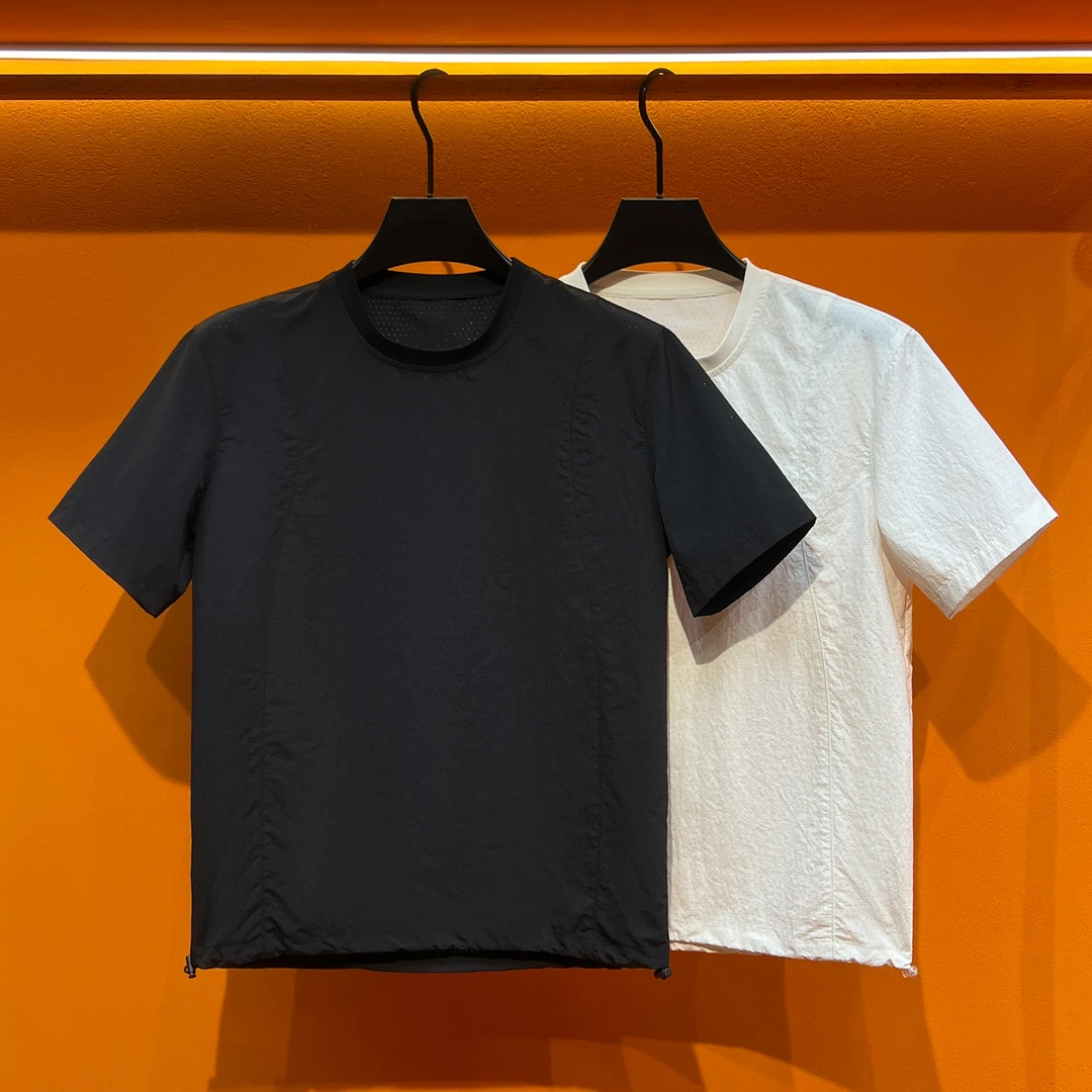 男士圆领短袖夏季2025新款肌理感宽松百搭透气t恤纯色凉感半袖潮