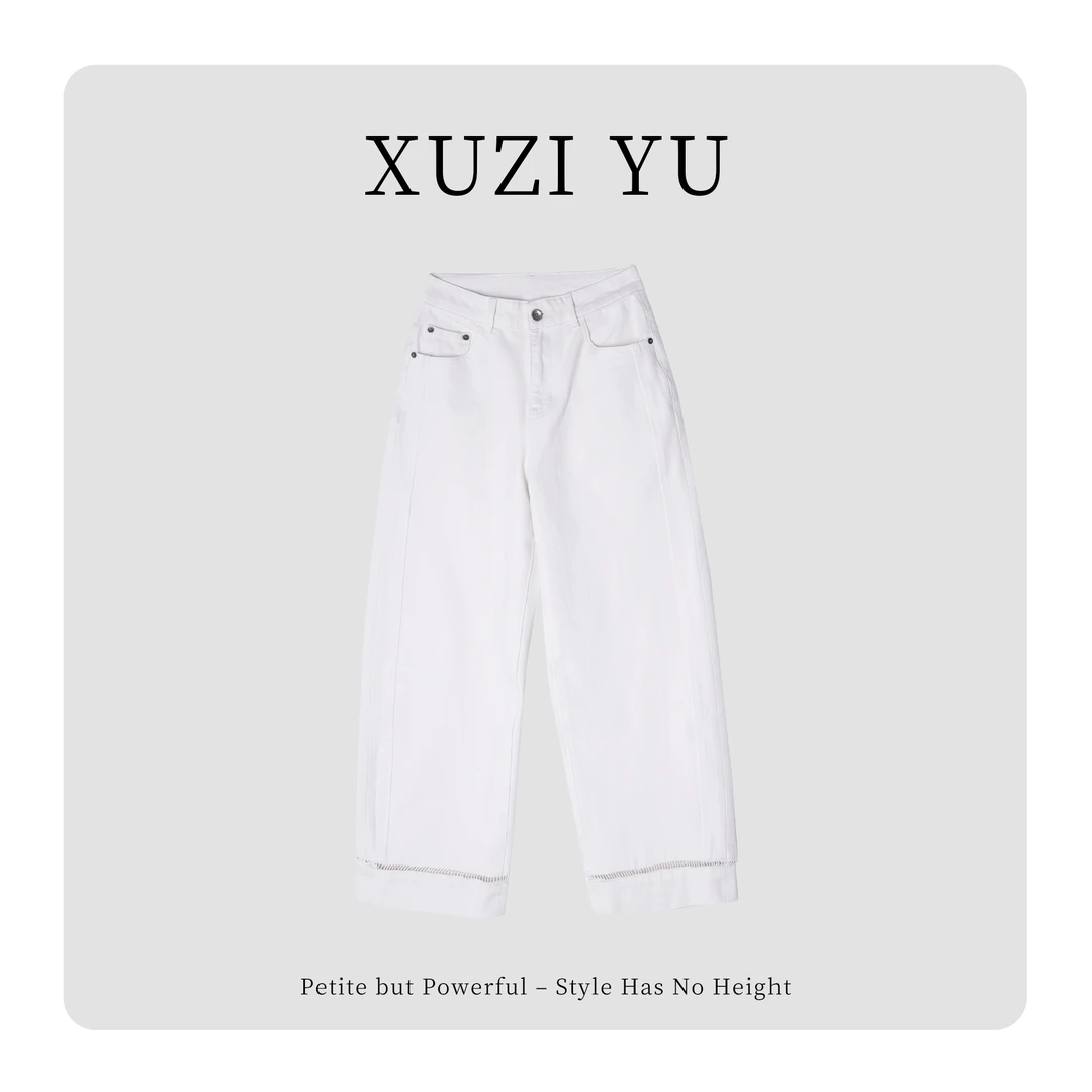 XUZI YU.小个子定制秋韩版百搭直筒镂空设计感牛仔裤女7718-K6826