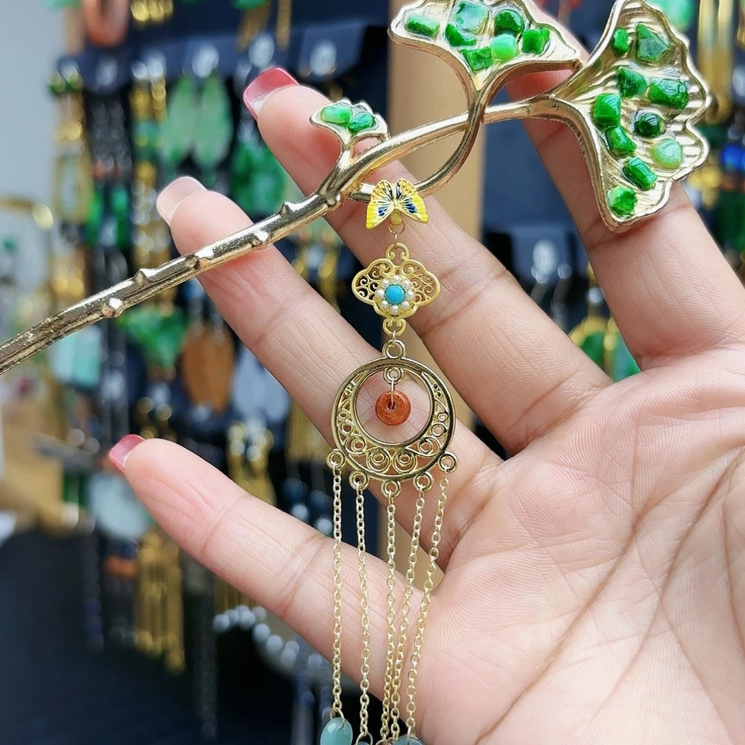 F***u翡翠未镶嵌耳饰发簪