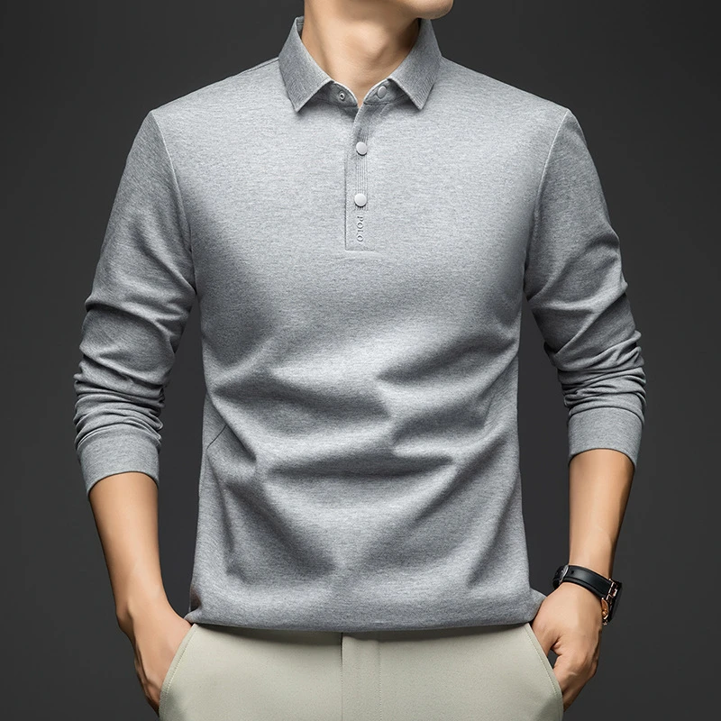 纪诗哲时尚男士长袖T恤2025秋季新款翻领上衣商务休闲百搭polo衫